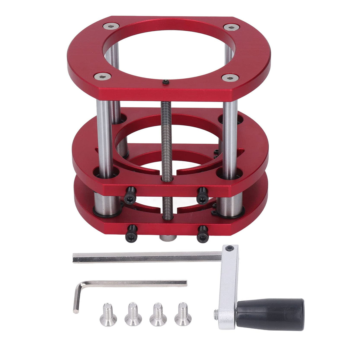 Router Lift Base 4 Jaw Clamping 51mm Height Lifting Aluminum Alloy Body Stainless Steel Support Rod for Small Trimming Machines Fafeicy