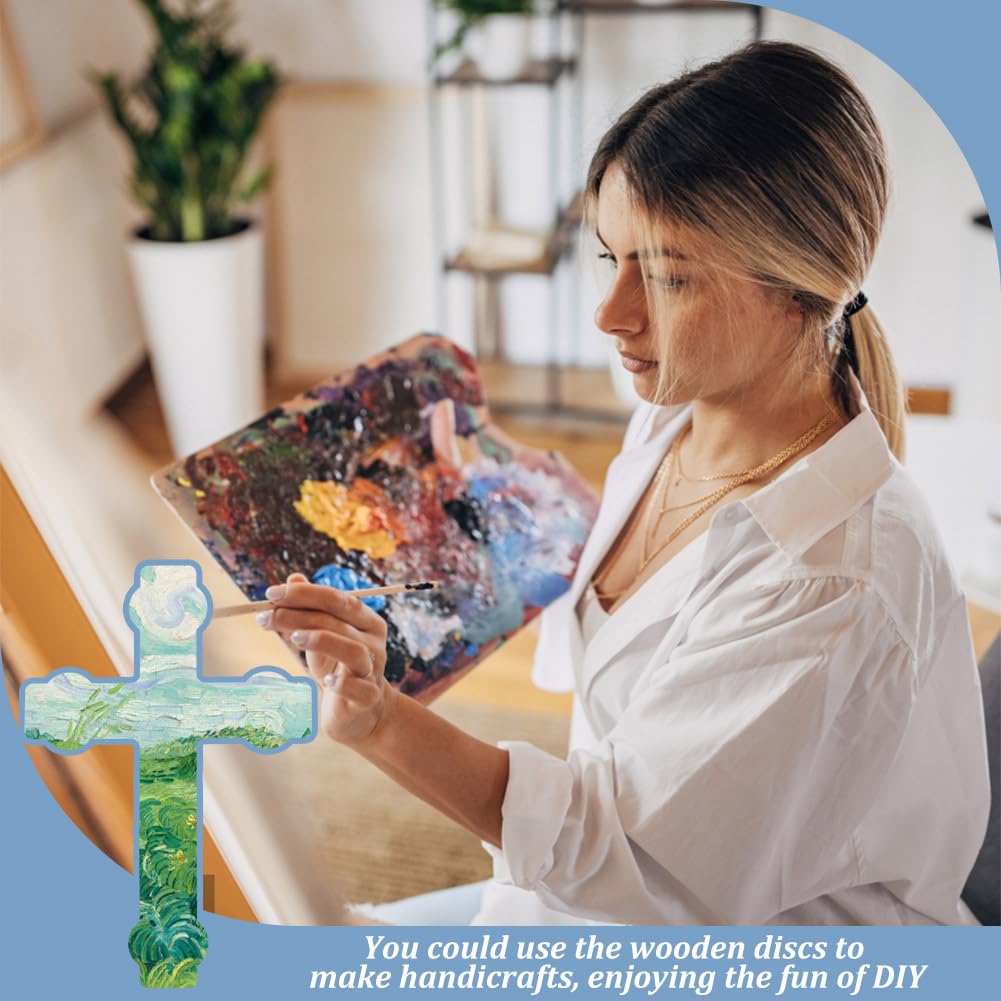 OLYCRAFT 2Pcs Unfinished Wood Pieces 6.6x9.8 Inch Cross Wood Pieces Cutout Unfinished Wood Undyed Wood Cross Slices Blank Wood Slices for DIY Crafts OLYCRAFT