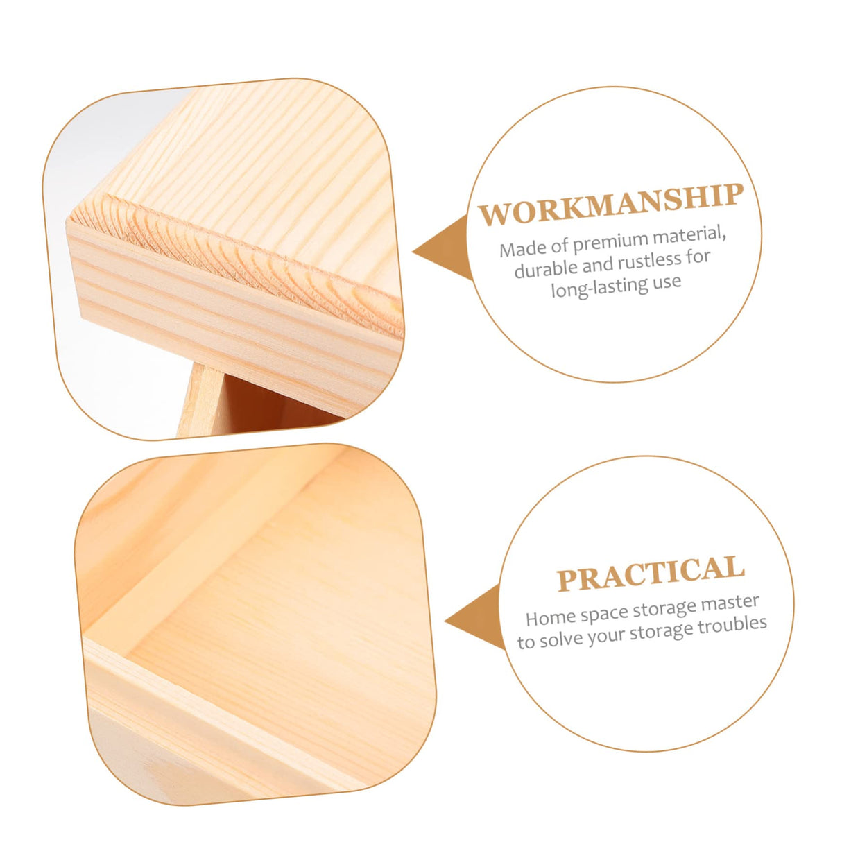 VILLCASE 3 Pcs Wooden Storage Box Desktop Jewelry Organizer Tray Storage Cubes with Lid Chest Treasure Case Unfinished Wood Crate Trinket Storage VILLCASE