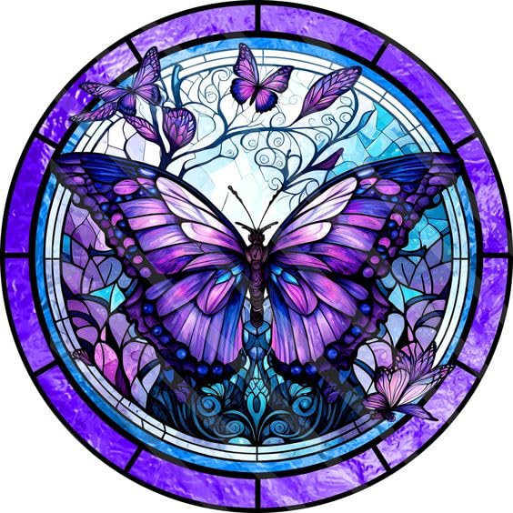 ajepon 5D Butterfly Diamond Painting Kits for Adults-Stained Glass Butterfly Diamond Art Kits for Adults, Butterfly Gem Art Kits for Adults for Gift ajepon