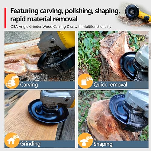 OBA Wood Carving Disc Set 3 PCS 4-1/2" Wood Grinding Wheel Sets with 7/8" Arbor for Angle Grinder Grinding and Polishing OBA