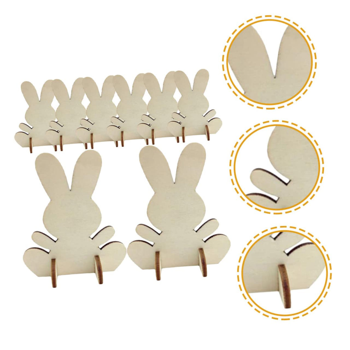 Kisangel 16 pcs DIY White Embryo Rabbit Unfinished Wood Planks Farmhouse Easter Decor Wood Rabbit Slices Indoor Easter Decorations Unfinished Wood Kisangel