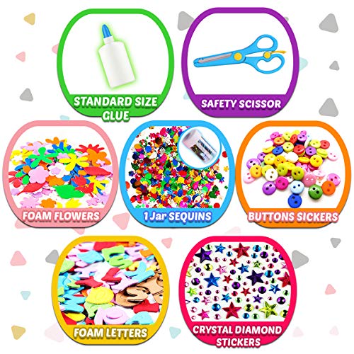 FUNZBO Arts and Crafts Supplies for Kids - Kids Crafts Toys with Sequins, Diamond Stickers & Foam Letters, Crafts for Girls Age 4 5 6 7 8 9 - All in FUNZBO