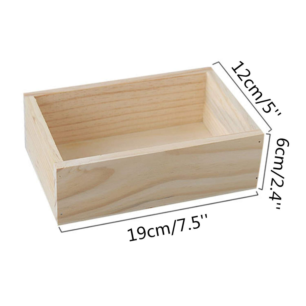 LONG TAO 2 Pcs 7.5" × 5" × 2.4" Natural Wooden Succulent Planter Plant Container Box Window Boxes Rectangular Flower Pot Storage Box for Indoor LONG TAO