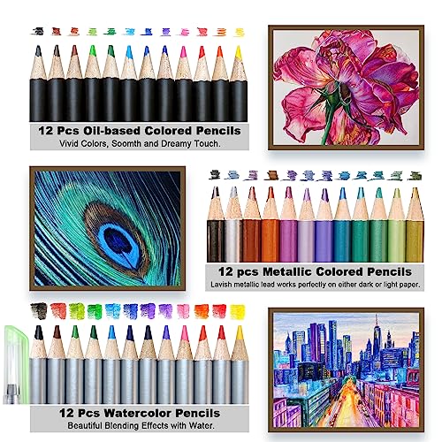 Artownlar 72 Pack Drawing Sketching Set with 8x11" Sketchbook | Pro Art Supplies Kit for Artist Adults Teens Beginner | Graphite Charcoal, Watercolor Artownlar