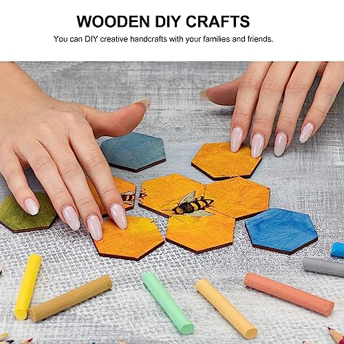 Decoraciones para Salas De Casa Hexagon 50Pcs Wooden Hexagon Pieces Unfinished Hexagon Cutout Christmas DIY Craft Supplies Decorations Ornaments 60MM Milisten