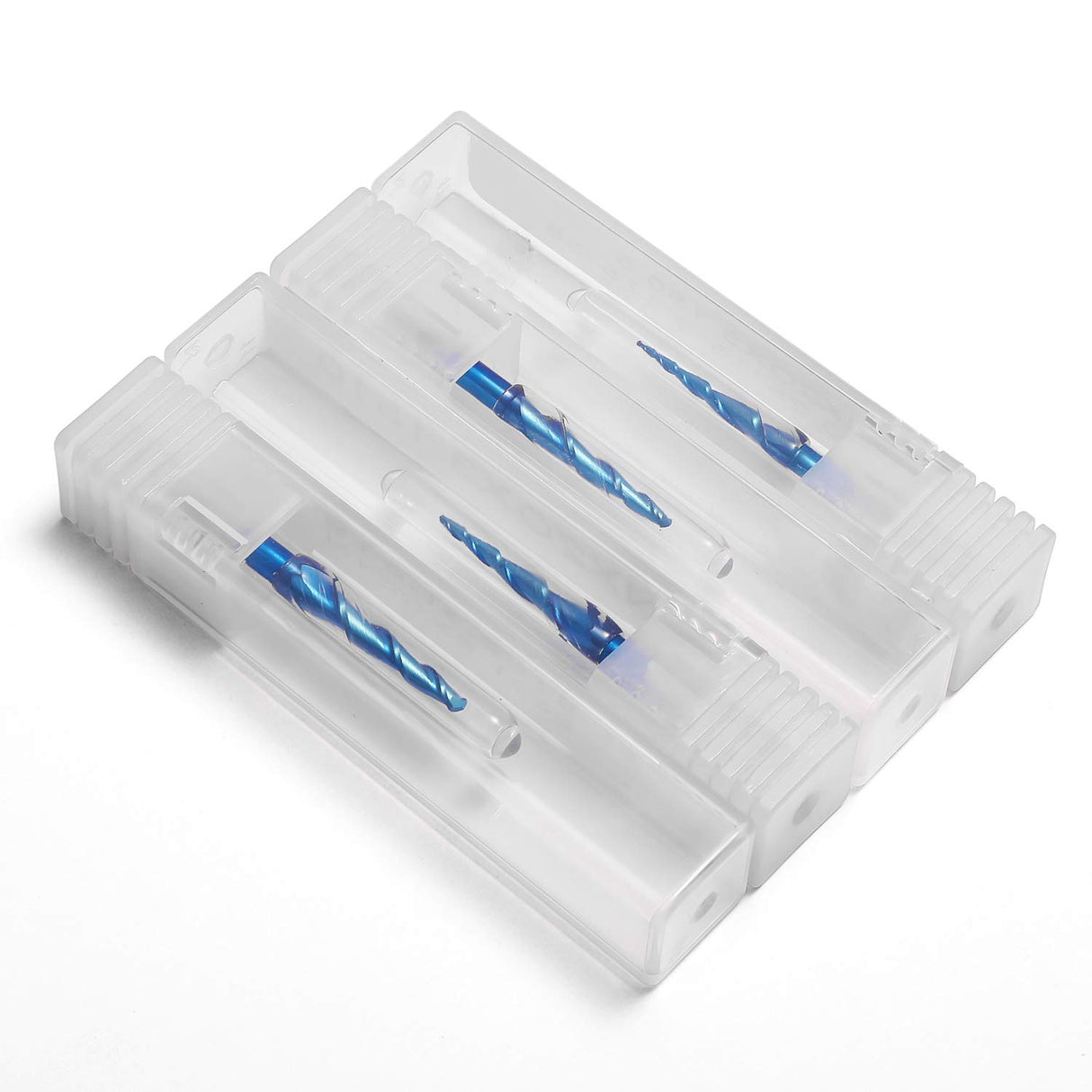 Genmitsu 4pcs 2-Flute Tapered Ball Nose End Mills Tungsten Carbide Cutter with Nano Blue Coat, R0.25-1.0, 1/8” Shank, TB04A Genmitsu