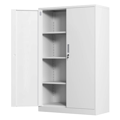 JINKUR Metal Storage Cabinet with Locking Doors and 3 Adjustable Shelves, 53.5-Inch Lockable Storage Cabinets for Home Office Garage Kitchen Pantry