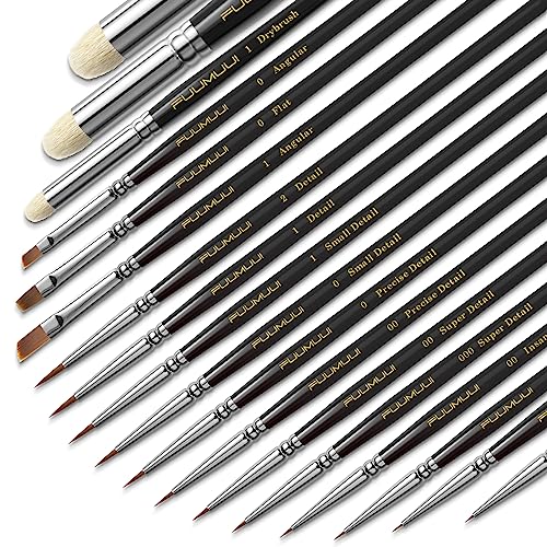 Miniature Model Paint Brushes Drybrush Set 18pcs for Effect, Fine Tip Model Painting - Professional Dry Brush Detail Paint Brushes for Tabletop & Fuumuui