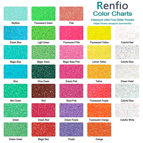 Renfio Iridescent Ultra Fine Glitter Powder Resin Supplies Glitters 1.75 Oz (50g) PET Flake Crafts Sequins 1/128" 0.008" 0.2mm Epoxy Chips Flakes for Renfio