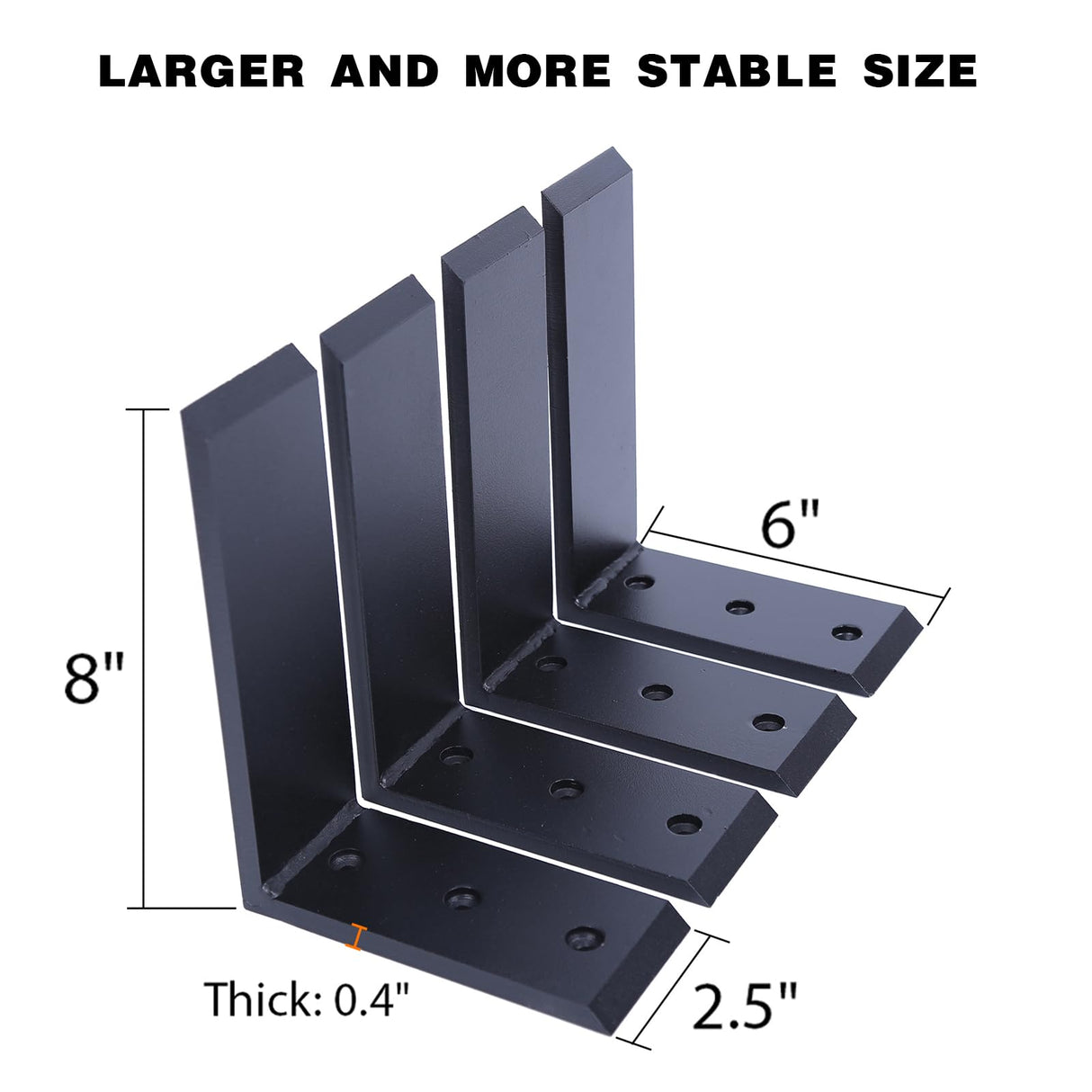 ECOTRIC 2Pcs Heavy Duty Black Steel 6"x8" Countertop Support Brackets Corbel Lot L Shelf for Table Bench, Bar Tops, Cabinetry, Shelves and DIY 500 ECOTRIC