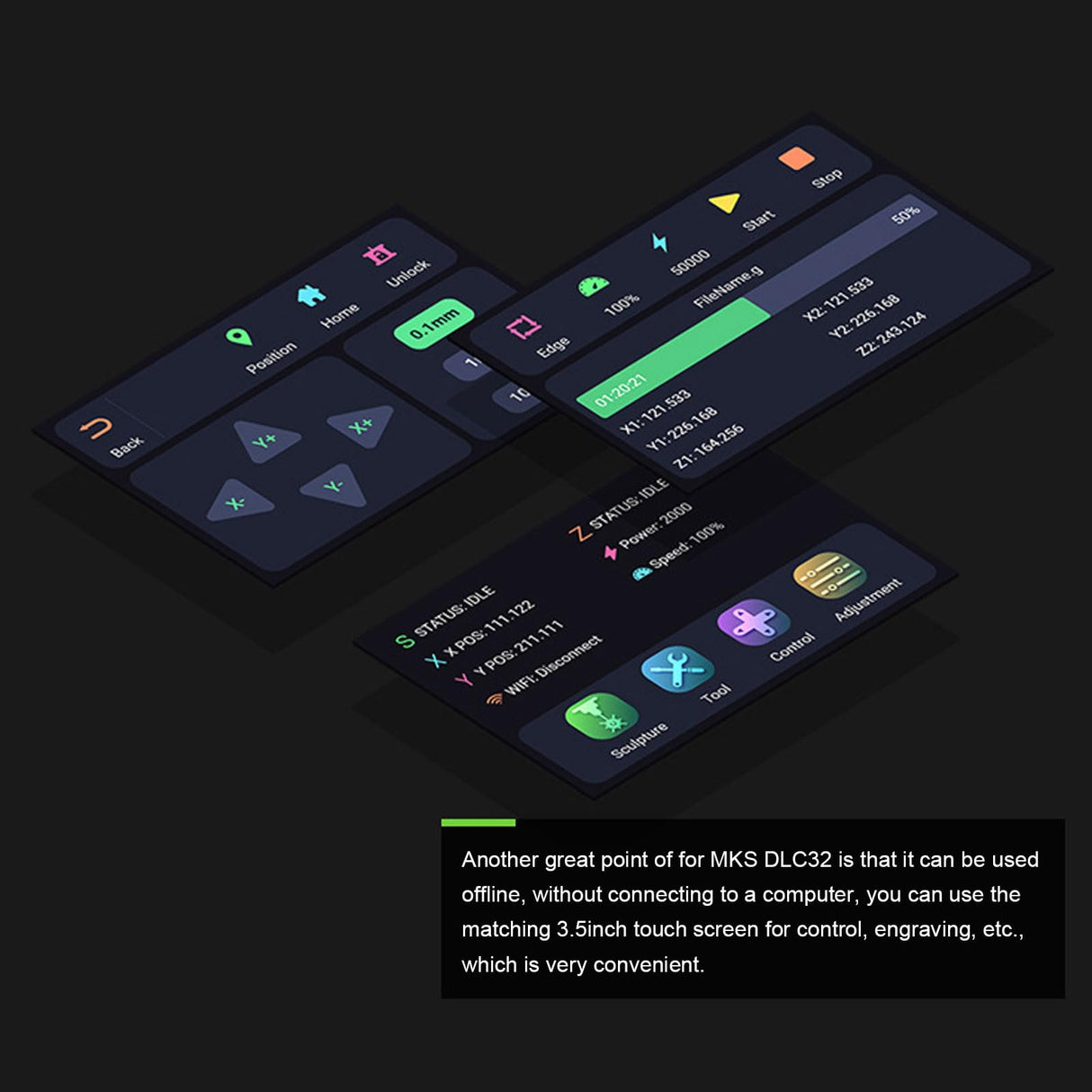 3D Printer Motherboard Kit Laser Engraving Machine Main Board Equipped 32 Bit STM32 Processor Mini 3D Printer Control Board Expandable WiFi Module Walfront