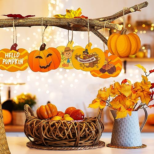 Wooden Pumpkins Ornaments to Paint Halloween Thanksgiving Decoration Cutouts Unfinished 24PCS 3.5 x 3 inches, DIY Blank Unfinished Pumpkin Wood Discs Sophena