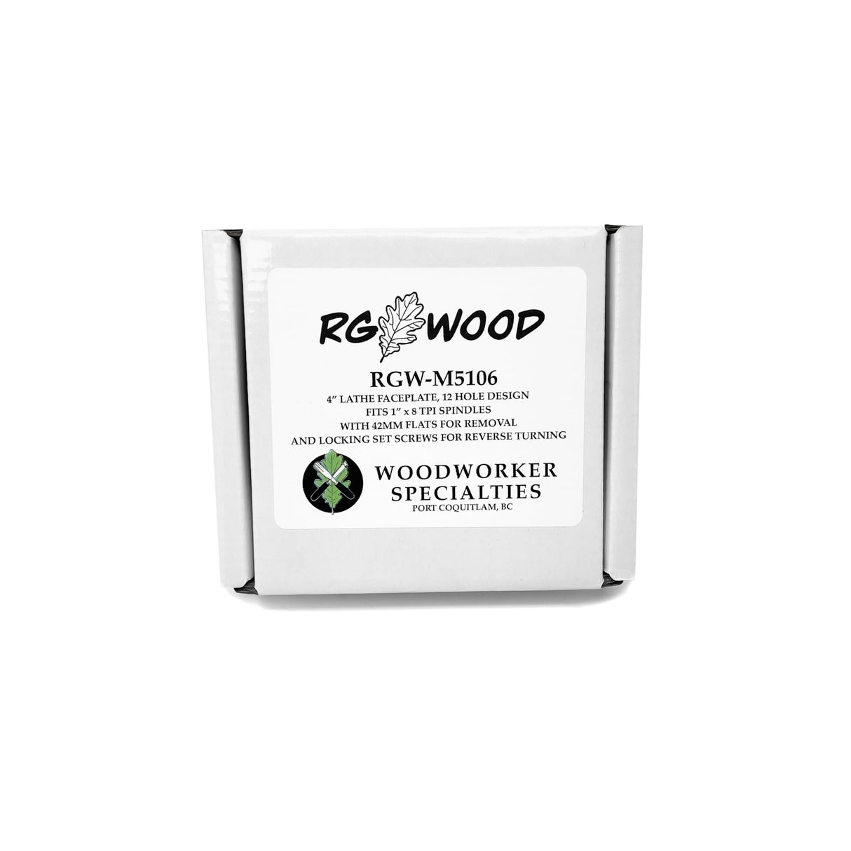 RGWOOD 4" Steel Wood Lathe Face Plate, 1" x 8tpi RH Threaded, with locking set screws (for reversing lathes) RGWOOD