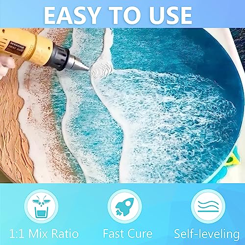 Epoxy Resin 32 oz, Crystal Clear Epoxy Resin Non Yellowing, Self Leveling with High Gloss, UV & Heat Resistant, Clear Resin Set for Jewelry Making, JINH