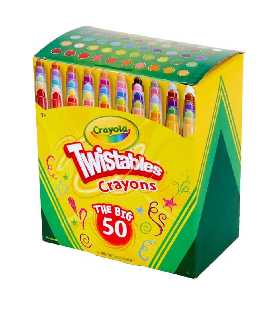 Crayola Mini Twistables Crayons (50 Ct), Kids Art Supplies, Unique Gifts for Kids, Stocking Stuffers, Crayons for Toddlers, 3+ Crayola
