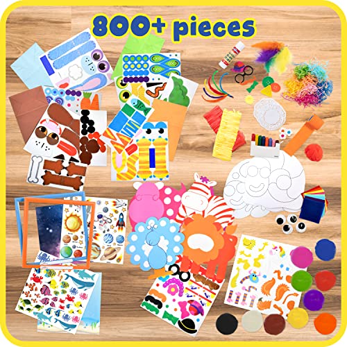 READY 2 LEARN Big Craft Combo Box - 800+ Pieces - 16 Projects for Kids Ages 4-8 - All in One Craft Kit - Paper Bag Puppets, Dough Creations and More! READY 2 LEARN
