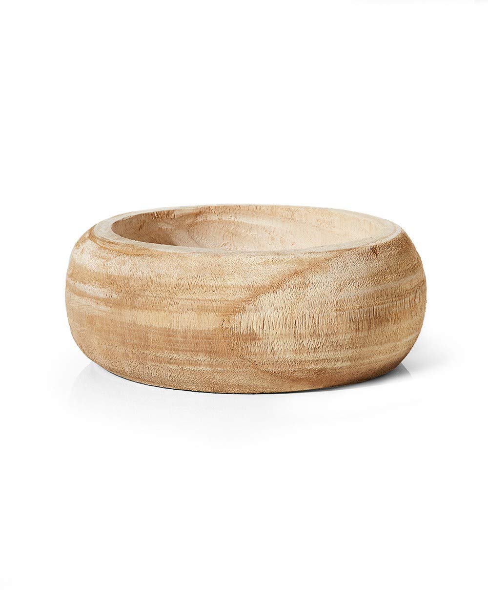 Serene Spaces Living Paulownia Round Wood Bowl - Handmade Decorative Wooden Bowl for Décor, Parties, Weddings, Centerpiece for Floral Arrangements - Serene Spaces Living