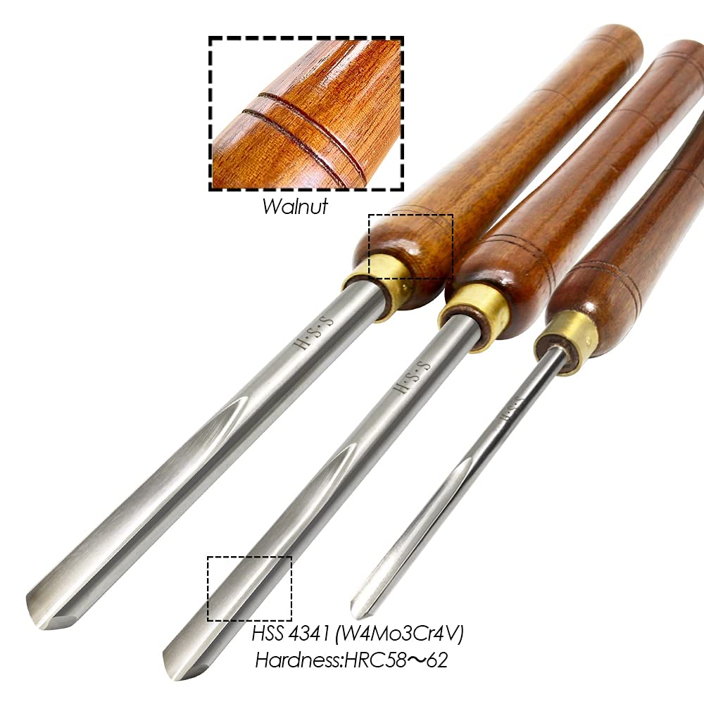 Wood Carving Gouge, Bowl Gouge HSS Woodturning Tools 1/2" & 3/8" V-shaped Flute Woodworking Spindle Roughing Turning Chisels For Wood Lathe (Color : SYHML-SHOP