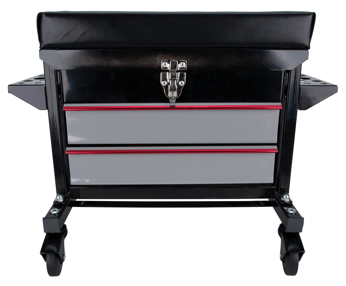 Performance Tool W85024 Drawer Creeper Rolling Work Seat with Tool Box for Mechanic Garages and Workshops, Black, 16x9-inch Seat Performance Tool