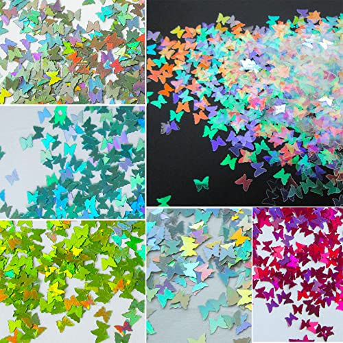 LoveOurHome 60g Butterfly Shapes Chunky Glitter Flakes Holographic Mylar Glitter Sequins Confetti Sparkles Manicure Nail Design Decor Resin Epoxy LoveOurHome