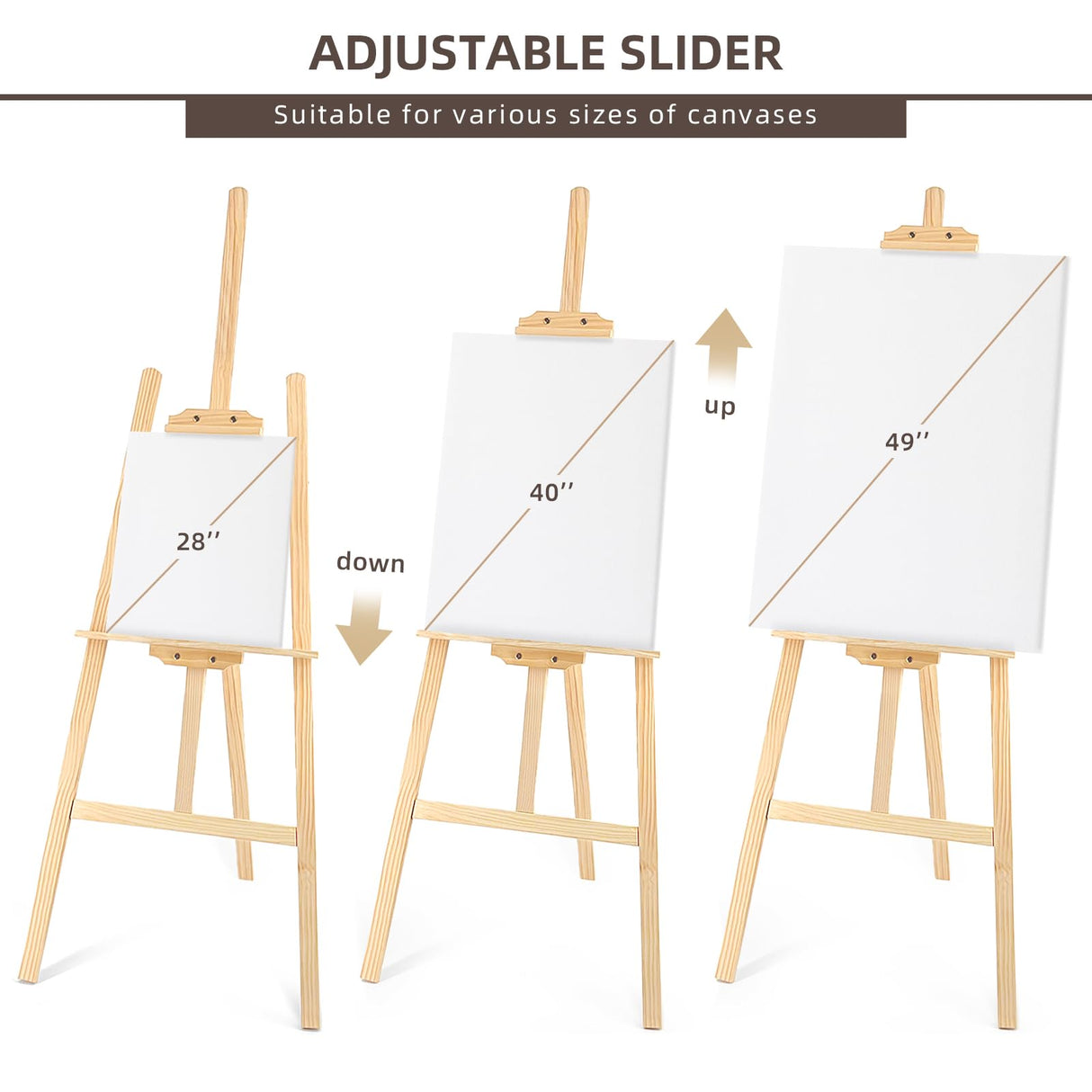 Stuelloaf Adjustable Wooden Painting Easel, Art Easel Stand Hold up to 48'', Painting Canvas for Wedding Sign and Poster, Drawing for Adults, Stuelloaf