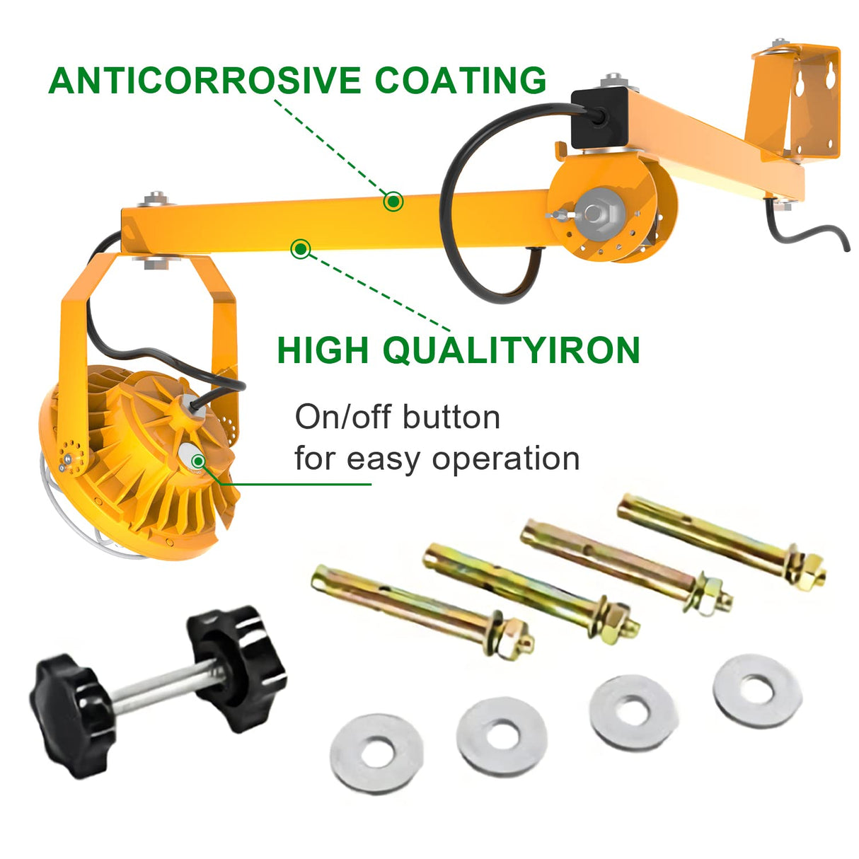 OSTEK LED Loading Dock Lights 30W with Swing Single Folding Arm 4,200LM, 360° Rotatable Lamp Head, IP65 Heavy Duty Wall Mounting Workbench Light for OSTEK