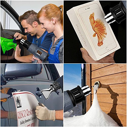 SEEKONE Industrial Heat Gun 1800W 122℉~1202℉(50℃-650℃) Variable Temperature Control with Two Temp-settings, Overload Protection, Four Nozzle SEEKONE