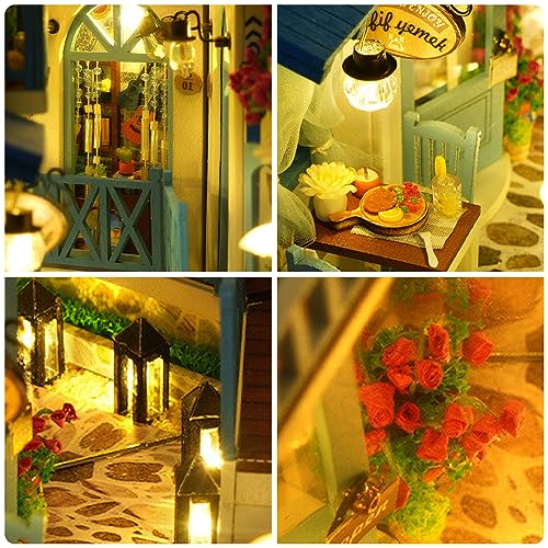 3D Wooden Book Stand Puzzle,DIY Book Nook Kits,Dollhouse Wood Bookends Book Nook Model Building Kit with LED to Build-Creativity Gift for tomyoung