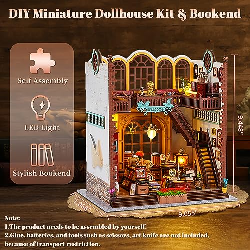 DIY Miniature Dollhouse Kit, Tiny House Model with LED Light, Dust Proof Cover, 3D Wooden Puzzle for Adults, Creative Handmade Crafts Home Decor Hallisun