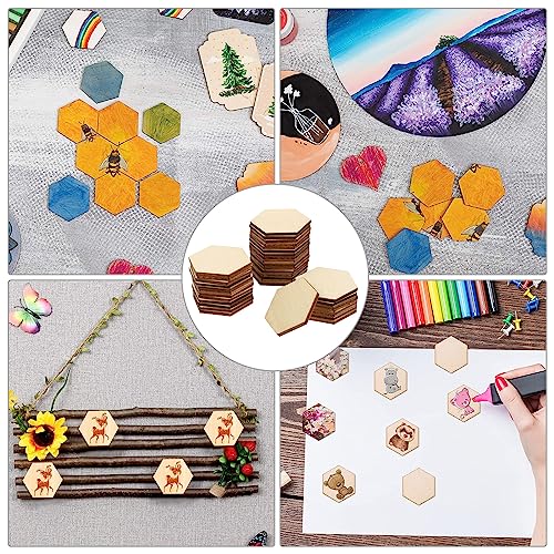 Decoraciones para Salas De Casa Hexagon 50Pcs Wooden Hexagon Pieces Unfinished Hexagon Cutout Christmas DIY Craft Supplies Decorations Ornaments 60MM Milisten