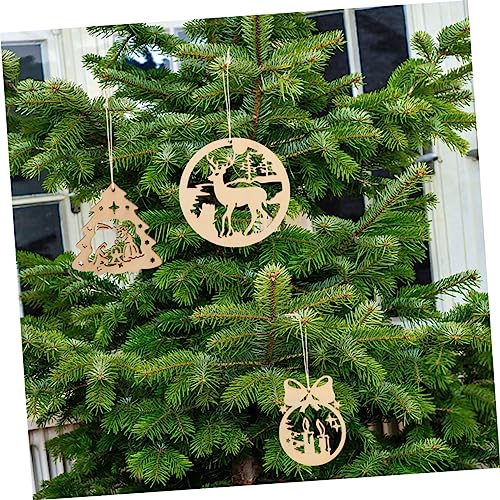 ABOOFAN 80 Pcs Christmas Ornaments Xmas Unfinished Hanging Slices Christmas Unfinished Wood Slices Christmas Wood Embellishments Wood Snowflake ABOOFAN