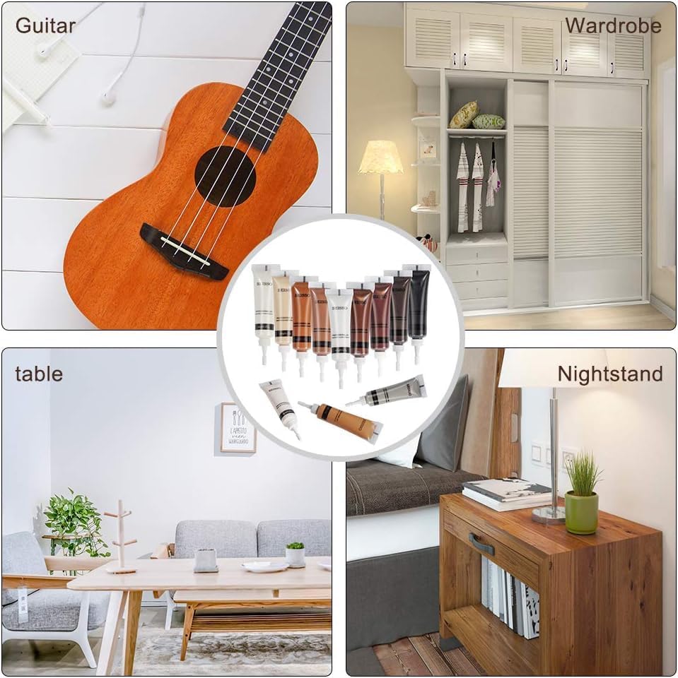 SEISSO Furniture Repair Kit, Wood Floor Repair Kit, Furniture Scratch Repair Wood Fillers, 12 Colors Touch Up for Wood Scratches, Stains, Floors, SEISSO