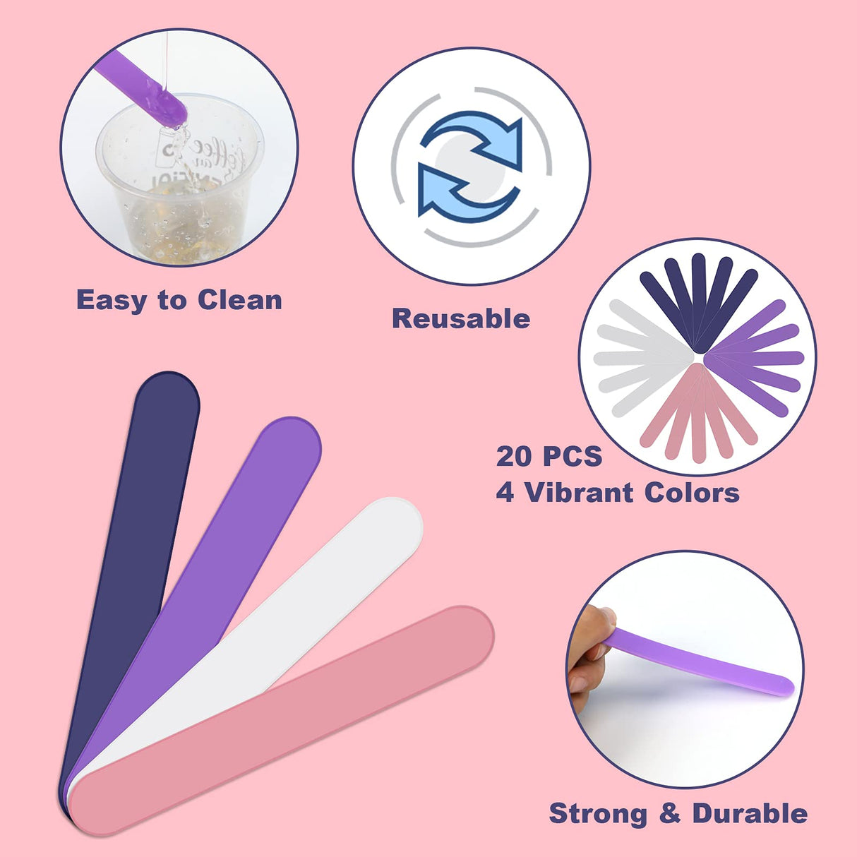HTVRONT Stir Sticks for Epoxy Resin, 20PCS PVC Mixing Sticks, 4 Colors Reusable Plastic Stirring Sticks for Mixing Resin, Epoxy, Liquid, Paint, HTVRONT