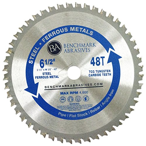 Benchmark Abrasives 6-1/2" TCT Saw Blades, Tungsten Carbide Tipped Circular Metal Cutting Saw Blades for Steel, Stainless Steel, Nickel, Titanium, Benchmark Abrasives