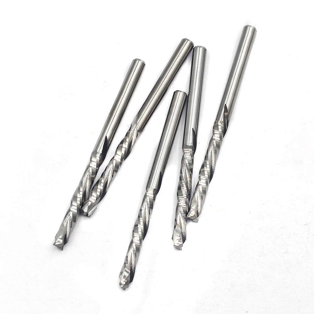 OSCARBIDE Up & Down Cut Squre Nose Carbide End Mills 1/8 Inch Shank CNC Spiral Router Bits,(3.175x22mm) 2 Flutes Milling Cutter for Wood,5 Pieces OSCARBIDE