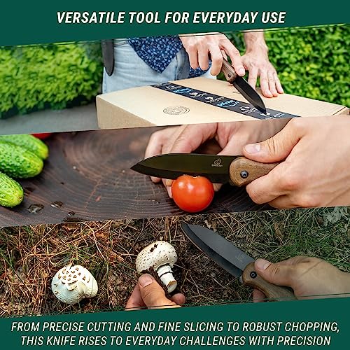 BeaverCraft Bushcraft Knife Full Tang Survival Knife with Leather Sheath Campcraft Carbon Steel Knife, Small Bushcraft EDC Fixed Blade Knife, Bush BeaverCraft