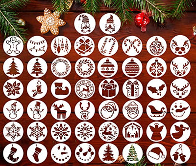 Christmas Stencils for Painting on Wood,3x3” Reusable Holiday Xmas Stencil Drawing Templates for Christmas Tree/Tier Tray/Window Decor