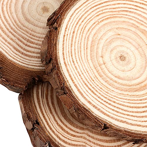JOIKIT 50 PCS 3.5-4 Inches Natural Wood Slices, Unfinished Natural Wood Coasters, Wood Rounds Circles for Arts and Crafts, DIY, Christmas Ornaments, JOIKIT