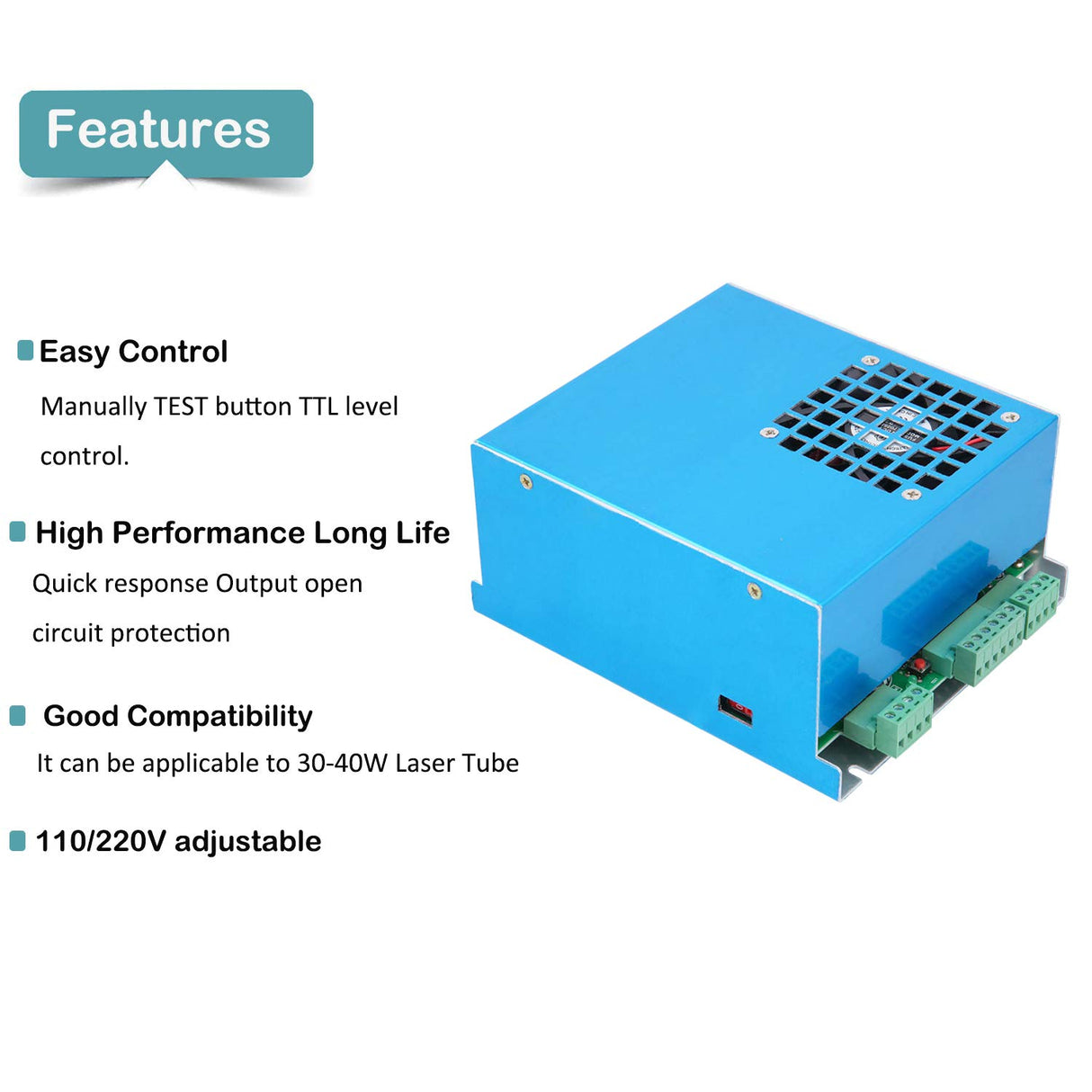๐ฎ๐ฌ๐ฎ๐ฏ ๐๐ฅ๐๐ง๐๐๐๐ 40W CO2 Laser Power Supply for CO2 Laser Engraver Cutter MYJG, 110/220VAC CO2 Laser Engraving Cutting Machine Power Supply Ketofa