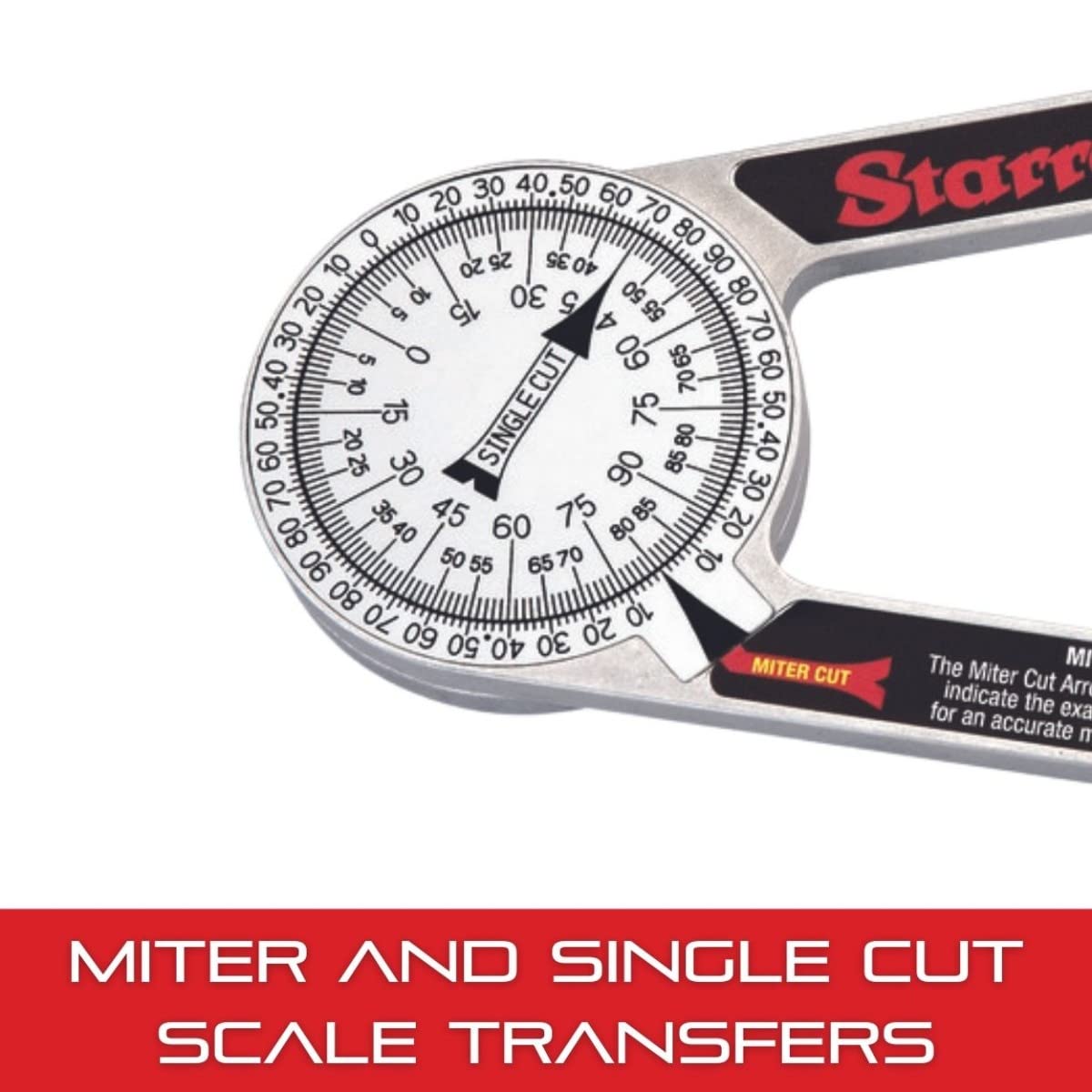 Starrett Plastic Miter Protractor Angle Finder with Two Laser Engraved Scales - Ideal for Carpenters, Plumbers and DIY Home Improvement -7" Length - Starrett