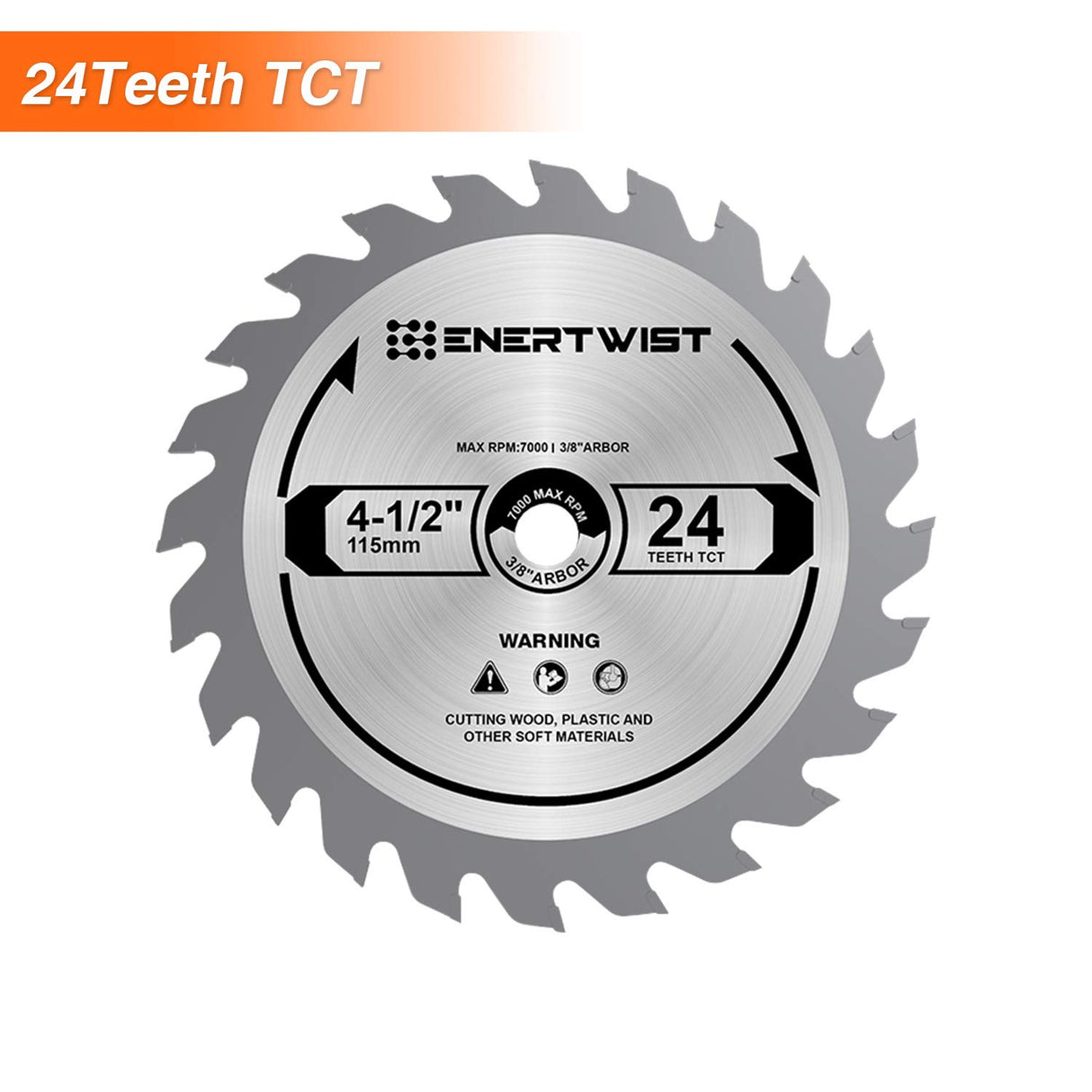 ENERTWIST 4-1/2 Inch Compact Circular Saw Blade Set, Pack of 4-Pieces TCT/HSS/Diamond Saw Blades Assorted for Wood/Plastic/Metal/Tile Cutting, 3/8in ENERTWIST