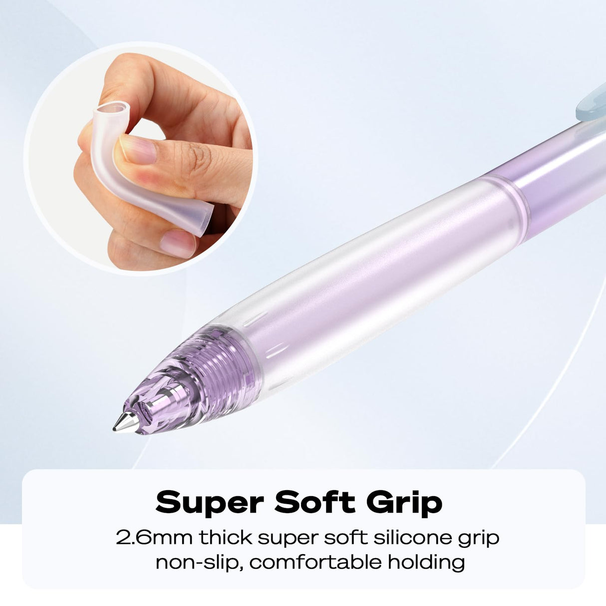 WRITECH Retractable Gel Ink Pens: 0.7mm Black-Ink Aesthetic Gradient Color Barrel Soft Grip Medium Point Pen 5ct with 5 Refills for Journaling Smooth WRITECH