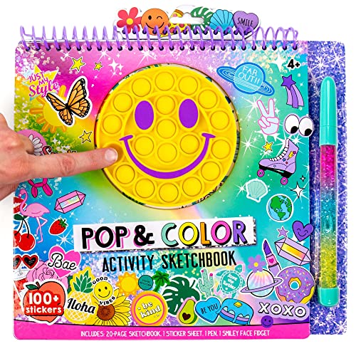 Just My Style Pop & Color Sketchbook, Creative Fidget Sketchbook and Pen Set, Great Weekend Activity, Includes Cute Puffy Stickers & Mindfulness Just My Style