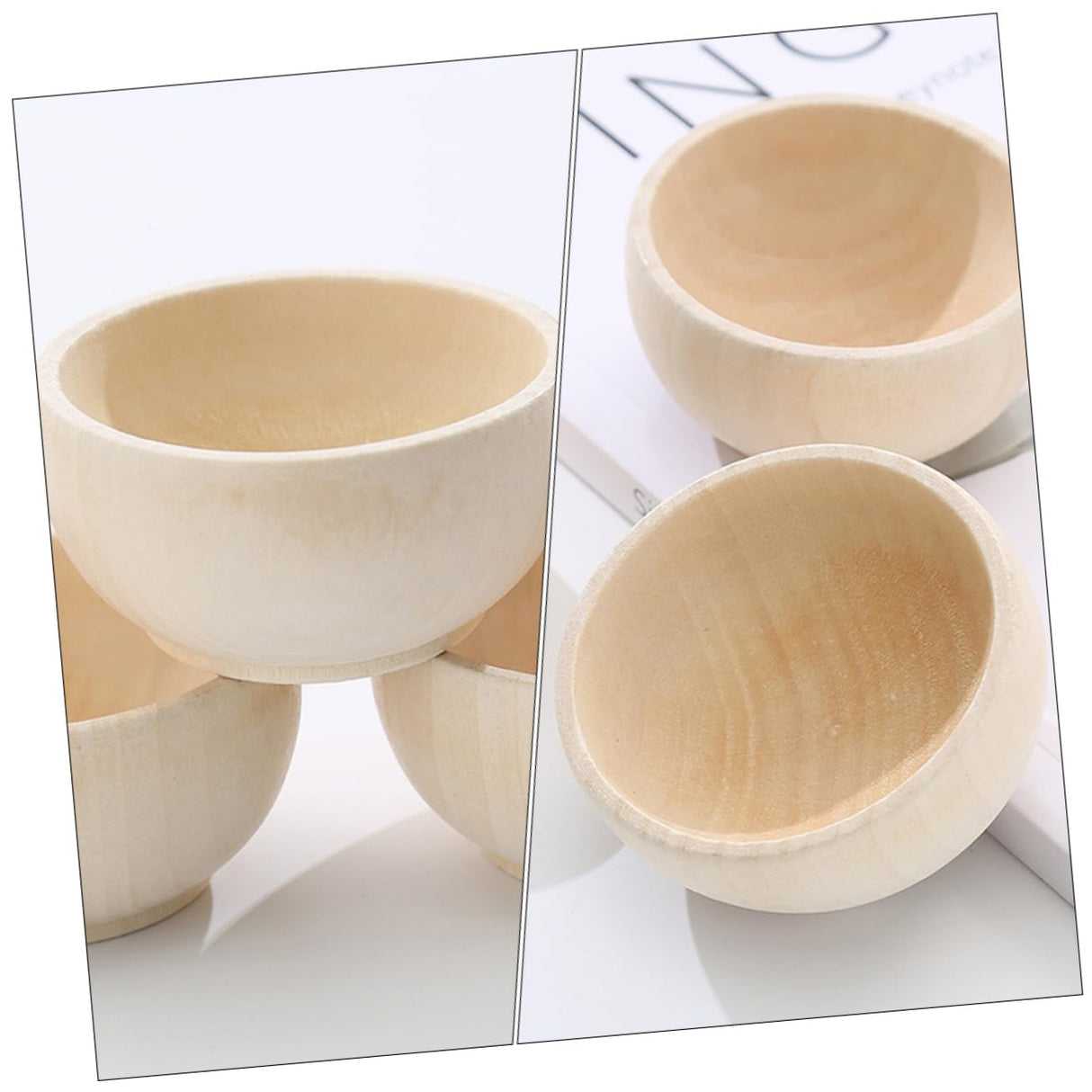 Abaodam 12 pcs small wooden bowl wooden crafts wooden cutlery dinnerware small wood bowls unfinished wood bowls wood bowl Delicate Wood Simulated Abaodam