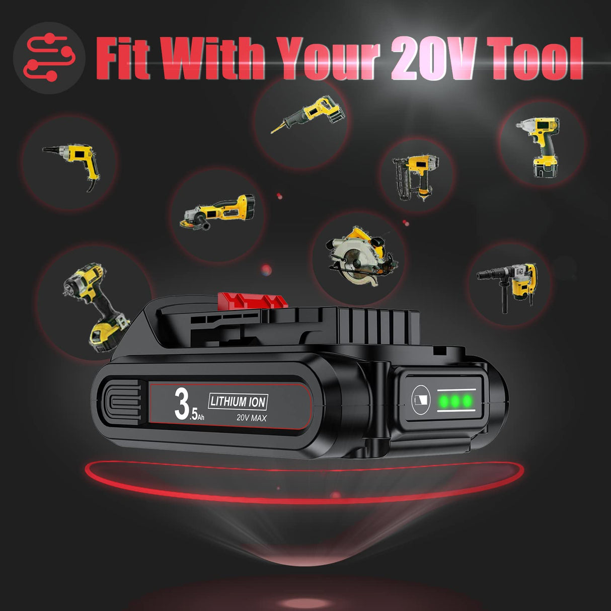 Bonadget 3.5Ah 2Pack 20V Battery Replacement for Dewalt Battery 20Volt Max Li-ion Battery Compatible with Dewalt 20V Battery DCB200 DCB203 DCB204 Bonadget