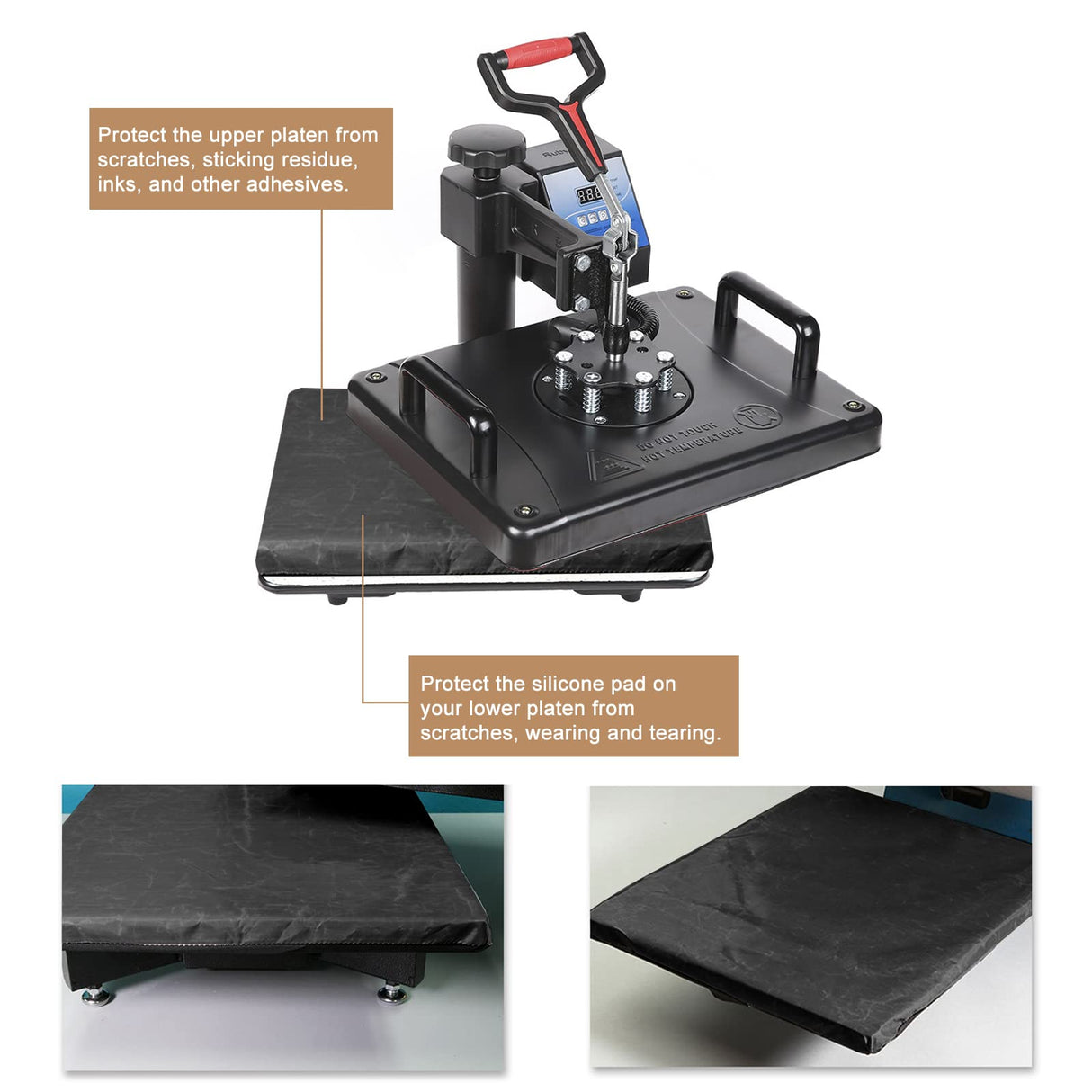 15x15 Heat Press Cover, Non-Stick High Temperature Resistant Sheet Mat Pillow Protector for Protecting Sublimation Heat Pressing Machine Plate TVlifams