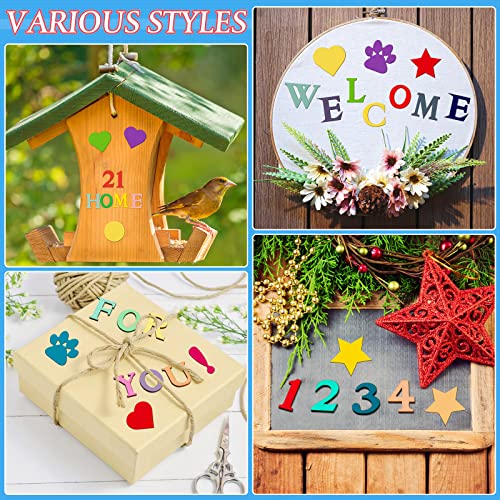 492 Pieces 1 Inch Wooden Alphabet Letters Unfinished Wood Numbers Small Wooden Craft Letters Blank Wood Heart Star Paw for Home Decor Spelling Vicenpal