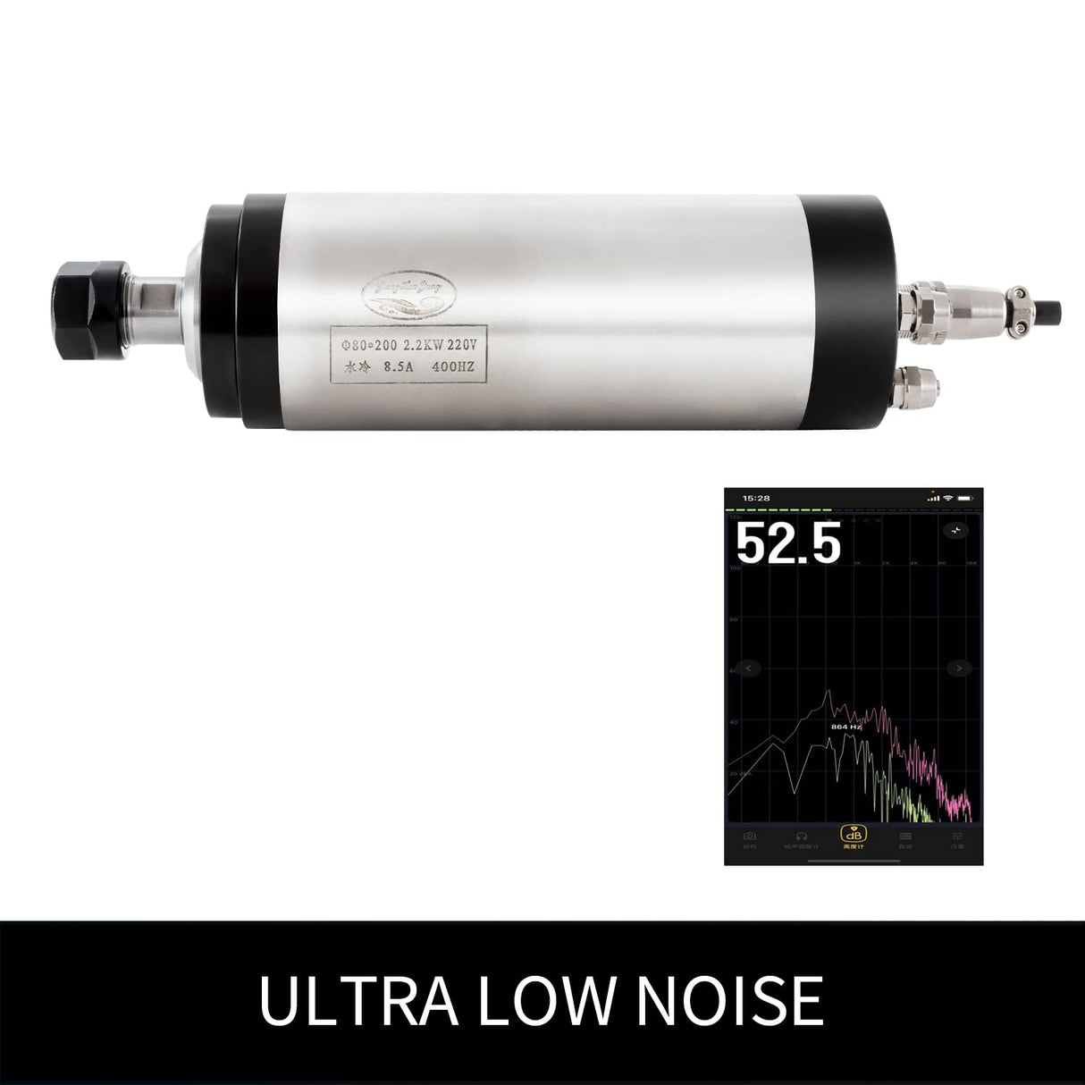 CNC Spindle Motor Kits, 220V 2.2KW 80mm Water Cooled Spindle Motor CNC motor +220V 2.2KW VFD+Clamp Mount +Water Pump+ Water pipe+ER20 Collet set + Zhong Hua Jiang