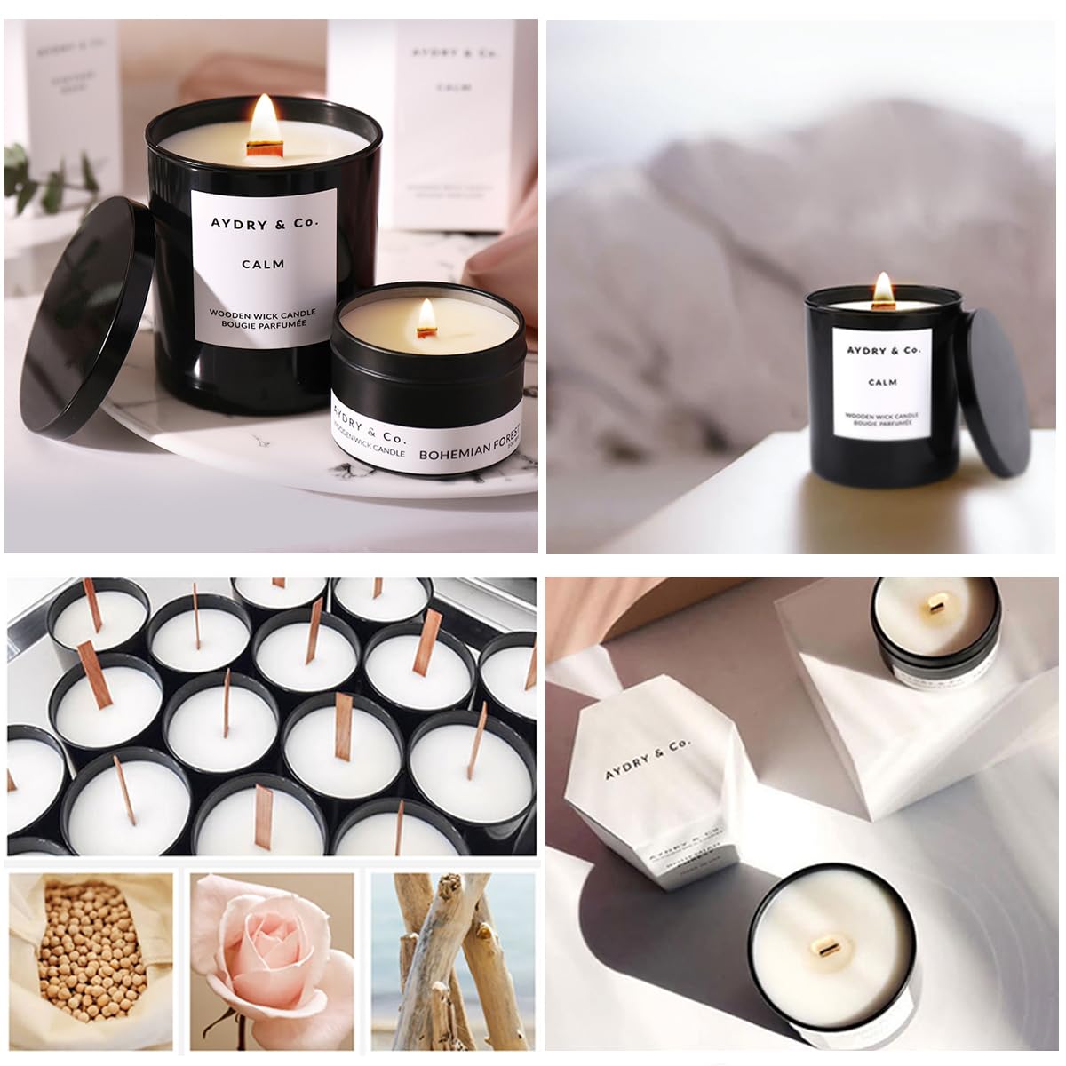 XBTEBBWL 100Pcs 5.1 X 0.5 Inch Wooden Candle Wicks,Candle Trimmer Set and Smokeless Candle Wicks with Iron Stand for DIY Candle Making XBTEBBWL